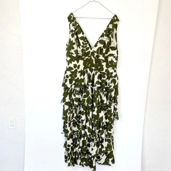 J. Crew Collection plunge-neck tiered dress in leafy floral Size 20 - Picture 2 of 11